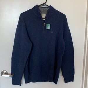 L.L. Bean Navy Wool Zip-up Pullover - Size M